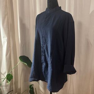 Men's Navy Casual Button Down Shirt